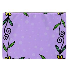 Hand Drawn Doodle Flower Border Cosmetic Bag (xxl)  by Nexatart