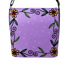 Hand Drawn Doodle Flower Border Flap Messenger Bag (l)  by Nexatart