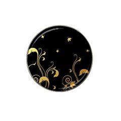 Golden Flowers And Leaves On A Black Background Hat Clip Ball Marker (10 Pack) by Nexatart