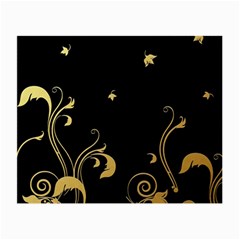 Golden Flowers And Leaves On A Black Background Small Glasses Cloth by Nexatart