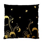 Golden Flowers And Leaves On A Black Background Standard Cushion Case (One Side) Front