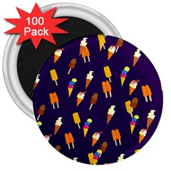 Seamless Cartoon Ice Cream And Lolly Pop Tilable Design 3  Magnets (100 Pack) by Nexatart