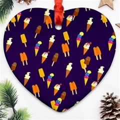 Seamless Cartoon Ice Cream And Lolly Pop Tilable Design Ornament (heart) by Nexatart