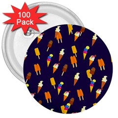 Seamless Cartoon Ice Cream And Lolly Pop Tilable Design 3  Buttons (100 Pack)  by Nexatart