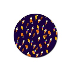 Seamless Cartoon Ice Cream And Lolly Pop Tilable Design Rubber Round Coaster (4 Pack)  by Nexatart