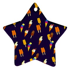 Seamless Cartoon Ice Cream And Lolly Pop Tilable Design Star Ornament (two Sides) by Nexatart