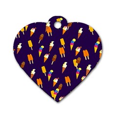 Seamless Cartoon Ice Cream And Lolly Pop Tilable Design Dog Tag Heart (two Sides) by Nexatart