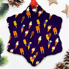 Seamless Cartoon Ice Cream And Lolly Pop Tilable Design Snowflake Ornament (two Sides) by Nexatart