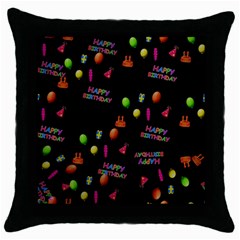 Cartoon Birthday Tilable Design Throw Pillow Case (black) by Nexatart