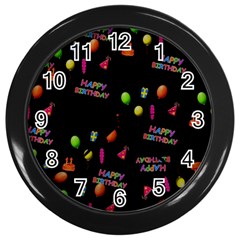 Cartoon Birthday Tilable Design Wall Clocks (black) by Nexatart