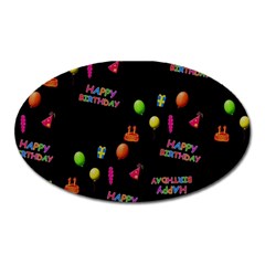 Cartoon Birthday Tilable Design Oval Magnet by Nexatart