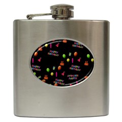 Cartoon Birthday Tilable Design Hip Flask (6 Oz) by Nexatart