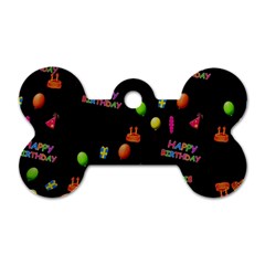 Cartoon Birthday Tilable Design Dog Tag Bone (one Side) by Nexatart