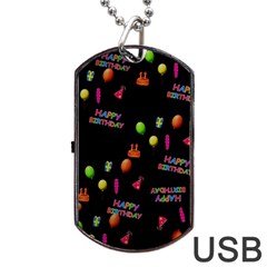 Cartoon Birthday Tilable Design Dog Tag Usb Flash (one Side) by Nexatart