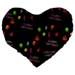 Cartoon Birthday Tilable Design Large 19  Premium Flano Heart Shape Cushions Back