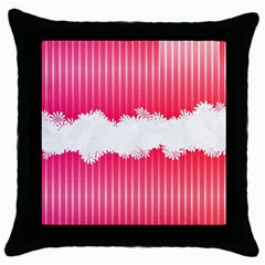 Digitally Designed Pink Stripe Background With Flowers And White Copyspace Throw Pillow Case (black) by Nexatart