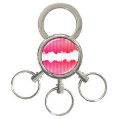 Digitally Designed Pink Stripe Background With Flowers And White Copyspace 3-ring Key Chains by Nexatart