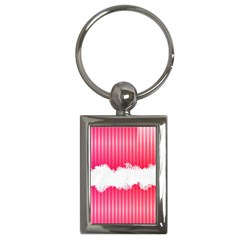 Digitally Designed Pink Stripe Background With Flowers And White Copyspace Key Chains (rectangle)  by Nexatart