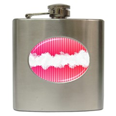 Digitally Designed Pink Stripe Background With Flowers And White Copyspace Hip Flask (6 Oz) by Nexatart