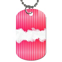 Digitally Designed Pink Stripe Background With Flowers And White Copyspace Dog Tag (two Sides) by Nexatart