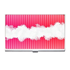 Digitally Designed Pink Stripe Background With Flowers And White Copyspace Business Card Holders by Nexatart