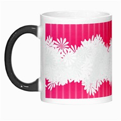 Digitally Designed Pink Stripe Background With Flowers And White Copyspace Morph Mugs by Nexatart