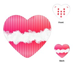 Digitally Designed Pink Stripe Background With Flowers And White Copyspace Playing Cards (heart)  by Nexatart