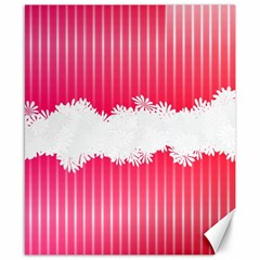 Digitally Designed Pink Stripe Background With Flowers And White Copyspace Canvas 8  X 10  by Nexatart