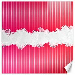 Digitally Designed Pink Stripe Background With Flowers And White Copyspace Canvas 12  X 12   by Nexatart