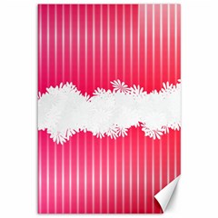 Digitally Designed Pink Stripe Background With Flowers And White Copyspace Canvas 12  X 18   by Nexatart