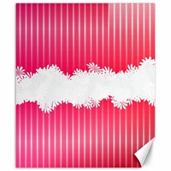 Digitally Designed Pink Stripe Background With Flowers And White Copyspace Canvas 20  X 24   by Nexatart