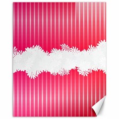 Digitally Designed Pink Stripe Background With Flowers And White Copyspace Canvas 11  X 14   by Nexatart