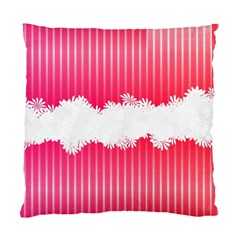 Digitally Designed Pink Stripe Background With Flowers And White Copyspace Standard Cushion Case (one Side) by Nexatart