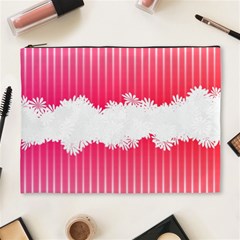 Digitally Designed Pink Stripe Background With Flowers And White Copyspace Cosmetic Bag (xl)