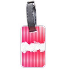 Digitally Designed Pink Stripe Background With Flowers And White Copyspace Luggage Tags (one Side)  by Nexatart