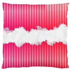 Digitally Designed Pink Stripe Background With Flowers And White Copyspace Large Cushion Case (one Side) by Nexatart