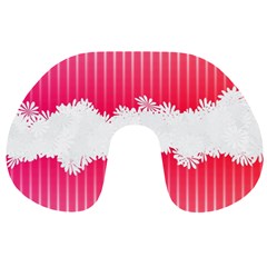 Digitally Designed Pink Stripe Background With Flowers And White Copyspace Travel Neck Pillows by Nexatart