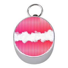 Digitally Designed Pink Stripe Background With Flowers And White Copyspace Mini Silver Compasses by Nexatart