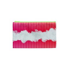 Digitally Designed Pink Stripe Background With Flowers And White Copyspace Cosmetic Bag (xs) by Nexatart