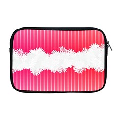 Digitally Designed Pink Stripe Background With Flowers And White Copyspace Apple Macbook Pro 17  Zipper Case by Nexatart