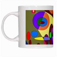 Abstract Digital Circle Computer Graphic White Mugs by Nexatart