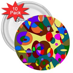 Abstract Digital Circle Computer Graphic 3  Buttons (10 pack) 