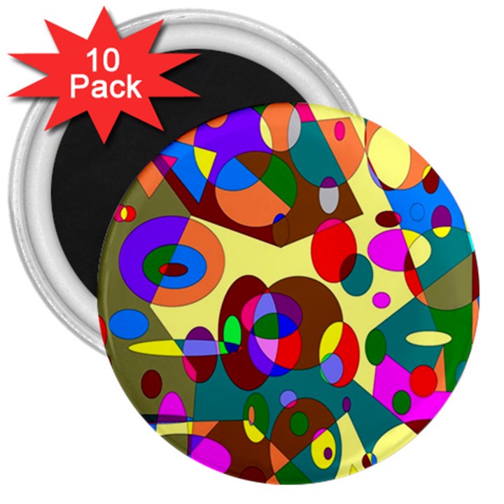 Abstract Digital Circle Computer Graphic 3  Magnets (10 pack) 