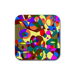 Abstract Digital Circle Computer Graphic Rubber Coaster (square)  by Nexatart