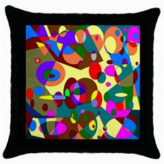 Abstract Digital Circle Computer Graphic Throw Pillow Case (black) by Nexatart