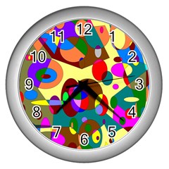 Abstract Digital Circle Computer Graphic Wall Clocks (Silver) 