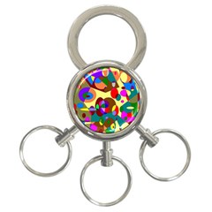 Abstract Digital Circle Computer Graphic 3-Ring Key Chains