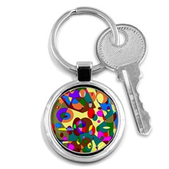 Abstract Digital Circle Computer Graphic Key Chains (Round) 