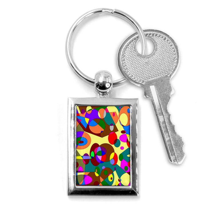 Abstract Digital Circle Computer Graphic Key Chains (Rectangle) 