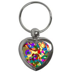 Abstract Digital Circle Computer Graphic Key Chains (Heart) 